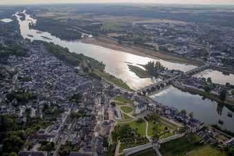 Castle of Schloss Chateau Royal d'Amboise in Amboise in Centre-Val de Loire, France from above