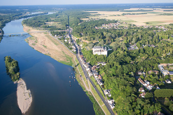 Bird's eye view of Chaumont-sur-Loire in the state Loir et Cher, France