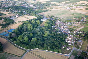 Aerial view of Castle of Schloss Chouzy-sur-Cisse in Chouzy-sur-Cisse in Centre-Val de Loire, France