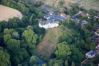 Aerial photograpy of Castle of Schloss Chouzy-sur-Cisse in Chouzy-sur-Cisse in Centre-Val de Loire, France