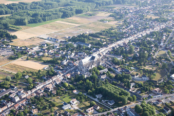 Cléry-Saint-André in the state Loiret, France from above