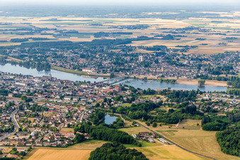 City view on the river bank of the Loire in Saint-Denis-de-l'Hotel in Centre-Val de Loire, France