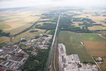 Aerial view of Migennes in the state Yonne, France