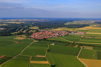 Aerial view of Village view from the southwest in Steinweiler in the state Rhineland-Palatinate, Germany