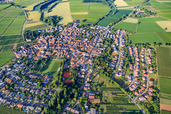 Village overview from the west in the district Mörzheim in Landau in der Pfalz in the state Rhineland-Palatinate, Germany
