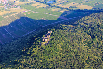 Aerial view of Madenburg Castle Ruins in Eschbach in the state Rhineland-Palatinate, Germany