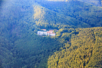 Aerial view of Specialist clinic Eußerthal in the forest in Eußerthal in the state Rhineland-Palatinate, Germany