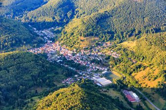 Village overview in the Dernbachtal from the southwest in Ramberg in the state Rhineland-Palatinate, Germany