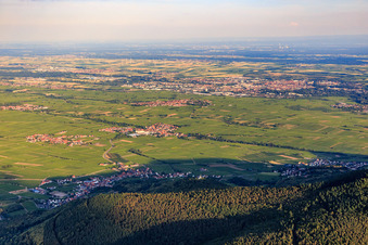 Wine-growing regions between Landau and Flemlingen from the west in Burrweiler in the state Rhineland-Palatinate, Germany
