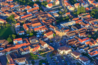 Aerial view of Paul Gillet Square in Edenkoben in the state Rhineland-Palatinate, Germany