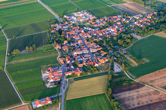 Aerial view of Village overview from the northwest in Kleinfischlingen in the state Rhineland-Palatinate, Germany