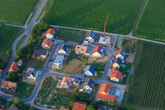 Aerial view of Frankenring new development area in Kleinfischlingen in the state Rhineland-Palatinate, Germany