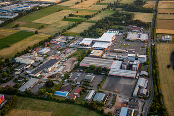 Bruchwiesenstraße industrial area with Hornbach hardware store in the district Dreihof in Bornheim in the state Rhineland-Palatinate, Germany