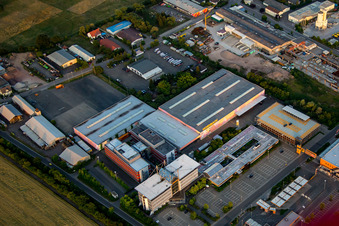 Aerial view of Hornbach DIY store headquarters in the district Dreihof in Bornheim in the state Rhineland-Palatinate, Germany