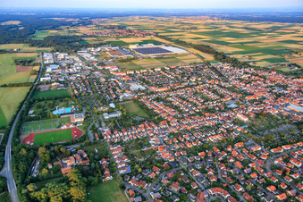 City view from the west in Offenbach an der Queich in the state Rhineland-Palatinate, Germany