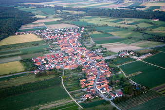 Aerial view of Erlenbach bei Kandel in the state Rhineland-Palatinate, Germany
