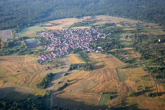Aerial photograpy of Village view in the district Buechelberg in Woerth am Rhein in the state Rhineland-Palatinate