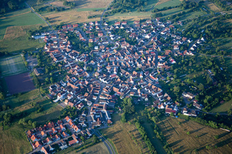 Oblique view of Village view in the district Buechelberg in Woerth am Rhein in the state Rhineland-Palatinate