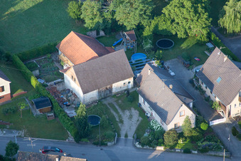 Scheibenhard in the state Bas-Rhin, France seen from a drone