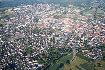Aerial view of Town View of the streets and houses of the residential areas in Haguenau in Grand Est, France