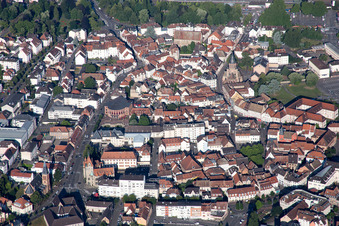 Aerial photograpy of Town View of the streets and houses of the residential areas in Haguenau in Grand Est, France