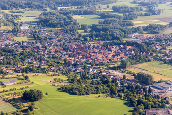 View of the streets and houses in the residential areas in Wœrth in the state Bas-Rhin, France
