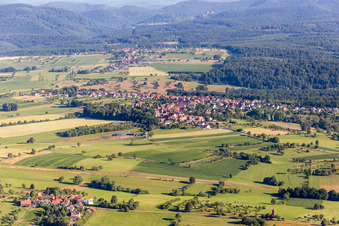 Agricultural fields and farmland in Frœschwiller in the state Bas-Rhin, France