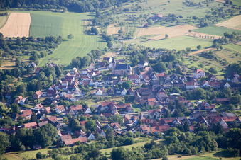 Aerial view of Preuschdorf in the state Bas-Rhin, France