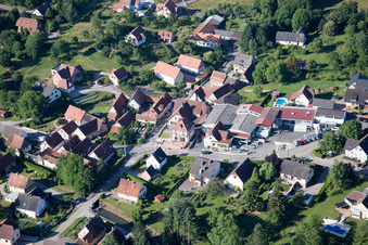 Aerial view of Oberhoffen-lès-Wissembourg in the state Bas-Rhin, France