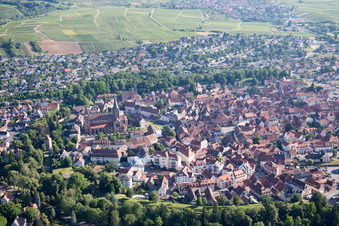 Wissembourg in the state Bas-Rhin, France seen from above