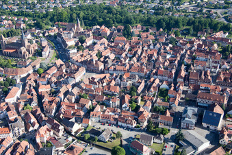 Aerial view of Wissembourg in the state Bas-Rhin, France