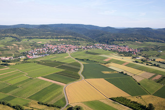 Aerial view of District Schweigen in Schweigen-Rechtenbach in the state Rhineland-Palatinate, Germany