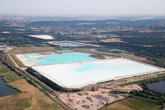 Brown - white salt fields for salt production in Rosières-aux-Salines in the state Meurthe et Moselle, France