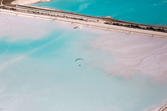 Bird's eye view of Brown - white salt fields for salt production in Rosières-aux-Salines in the state Meurthe et Moselle, France
