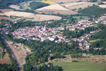 Aerial view of Village view in Thiaucourt-Regniéville in the state Meurthe et Moselle, France
