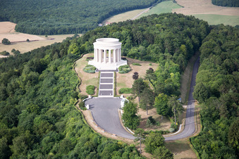 American War Memorial in Montsec in the state Meuse, France from the plane