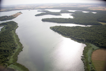 Aerial view of Lake Madine in Buxières-sous-les-Côtes in the state Meuse, France