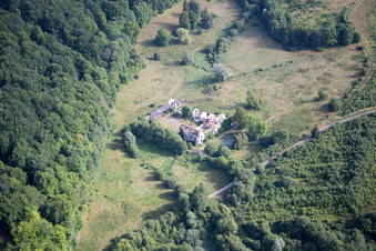 Aerial view of Abbey of L'Etanche in Lamorville in the state Meuse, France