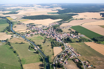 Lacroix-sur-Meuse in the state Meuse, France from above