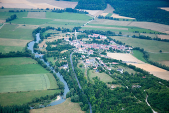 Aerial view of Saint-Germain-sur-Meuse in the state Meuse, France