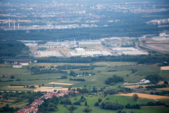 Aerial view of Industrial Area North in Wörth am Rhein in the state Rhineland-Palatinate, Germany