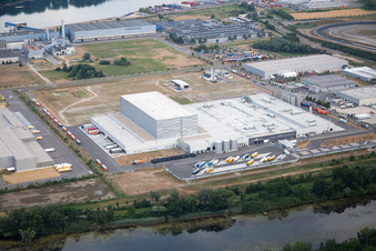 Aerial photograpy of Oberwald industrial area in Wörth am Rhein in the state Rhineland-Palatinate, Germany