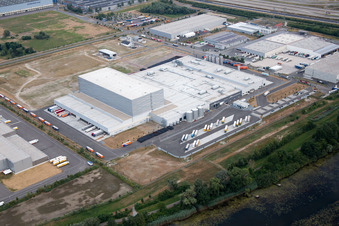 Oberwald industrial area in Wörth am Rhein in the state Rhineland-Palatinate, Germany out of the air