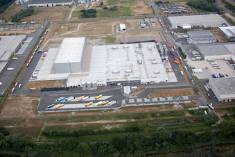 Oberwald industrial area in Wörth am Rhein in the state Rhineland-Palatinate, Germany viewn from the air