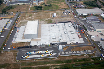 Drone recording of Oberwald industrial area in Wörth am Rhein in the state Rhineland-Palatinate, Germany