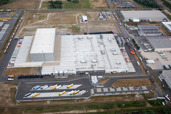 Drone image of Oberwald industrial area in Wörth am Rhein in the state Rhineland-Palatinate, Germany