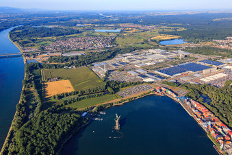 Wörth State Port with Contargo Wörth in the district Maximiliansau in Wörth am Rhein in the state Rhineland-Palatinate, Germany