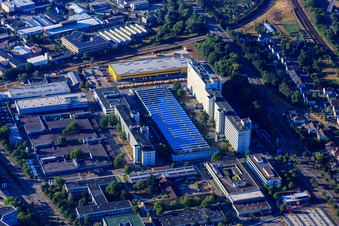 Siemens AG, manufacturing and development site Karlsruhe and DHL delivery base in the district Knielingen in Karlsruhe in the state Baden-Wuerttemberg, Germany