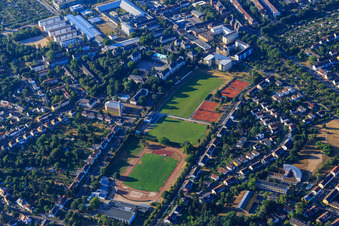 Sports fields of the sports community Karlsruhe and FC West Karlsruhe 1932 as well as tennis courts of TC Karlsruhe-West eV in the district Nordweststadt in Karlsruhe in the state Baden-Wuerttemberg, Germany