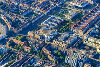Brauerstraße with Forterro Deutschland Abas GmbH, Employment Agency Karlsruhe-Rastatt, Federal Prosecutor General at the Federal Court of Justice and State Academy of Art Karlsruhe (HfG) in the district Südweststadt in Karlsruhe in the state Baden-Wuerttemberg, Germany